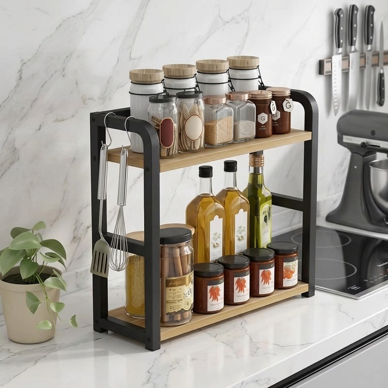 Food Storage Shelving - Prateleira de Metal de 2 Níveis