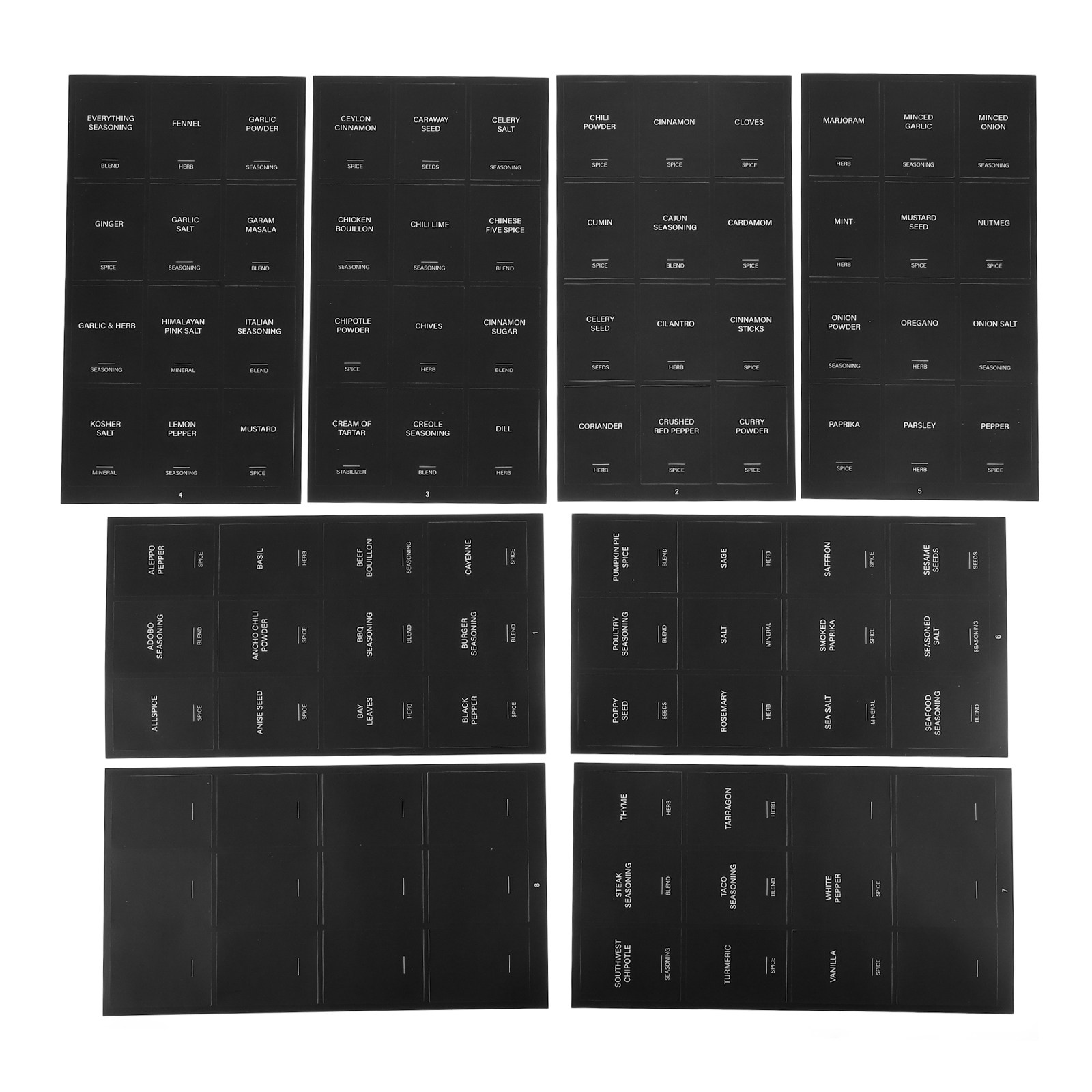 Food Storage In Pantry - 32 Adesivos para Especiarias, Etiquetas Retangulares