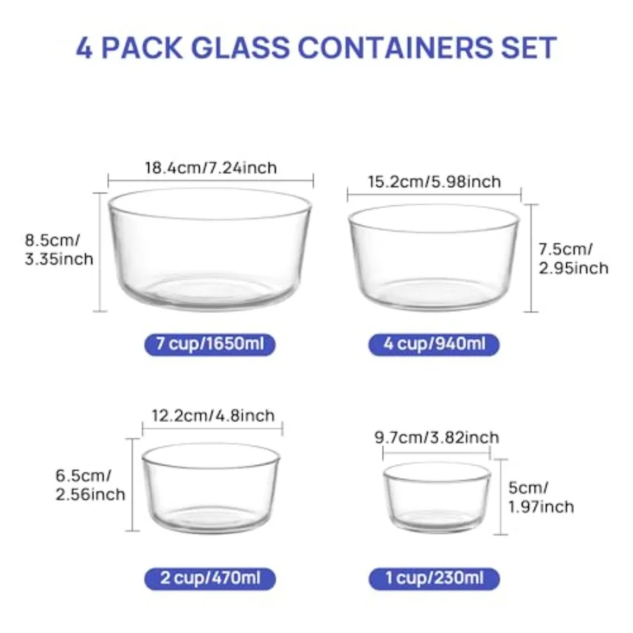 Conjunto de 4 Tigelas de Vidro - Food Storage Glass avaliação e preço