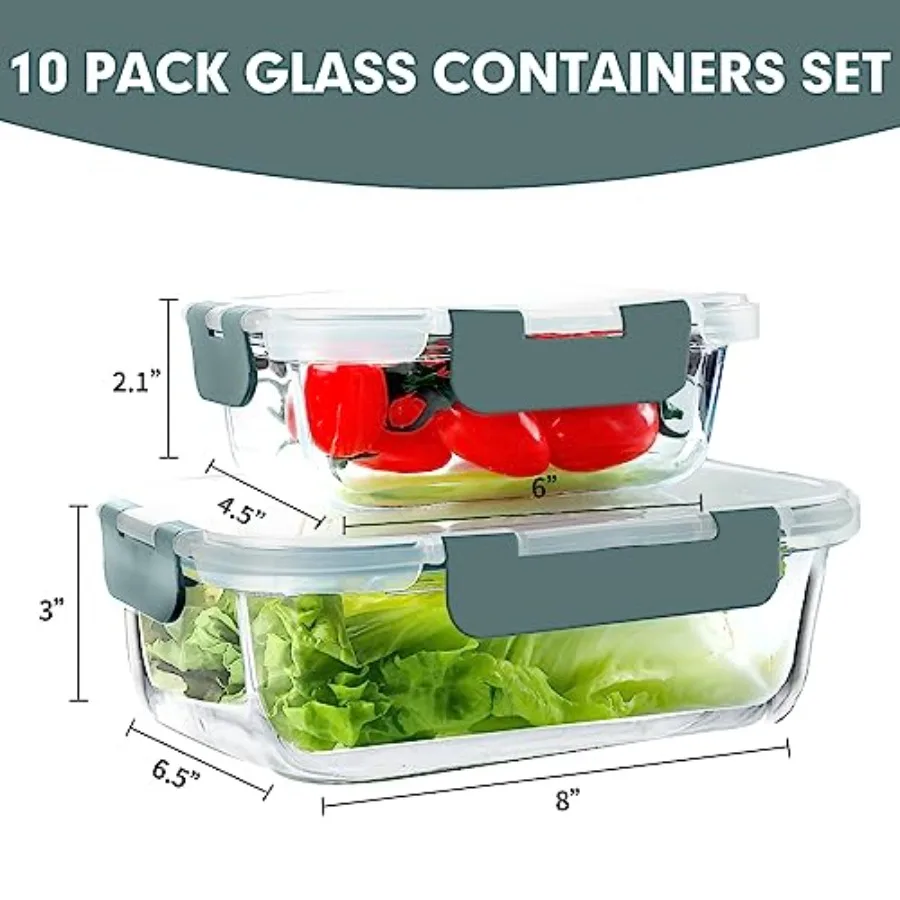 Conjunto de 10 Recipientes de  - Food Storage Glass avaliação e preço