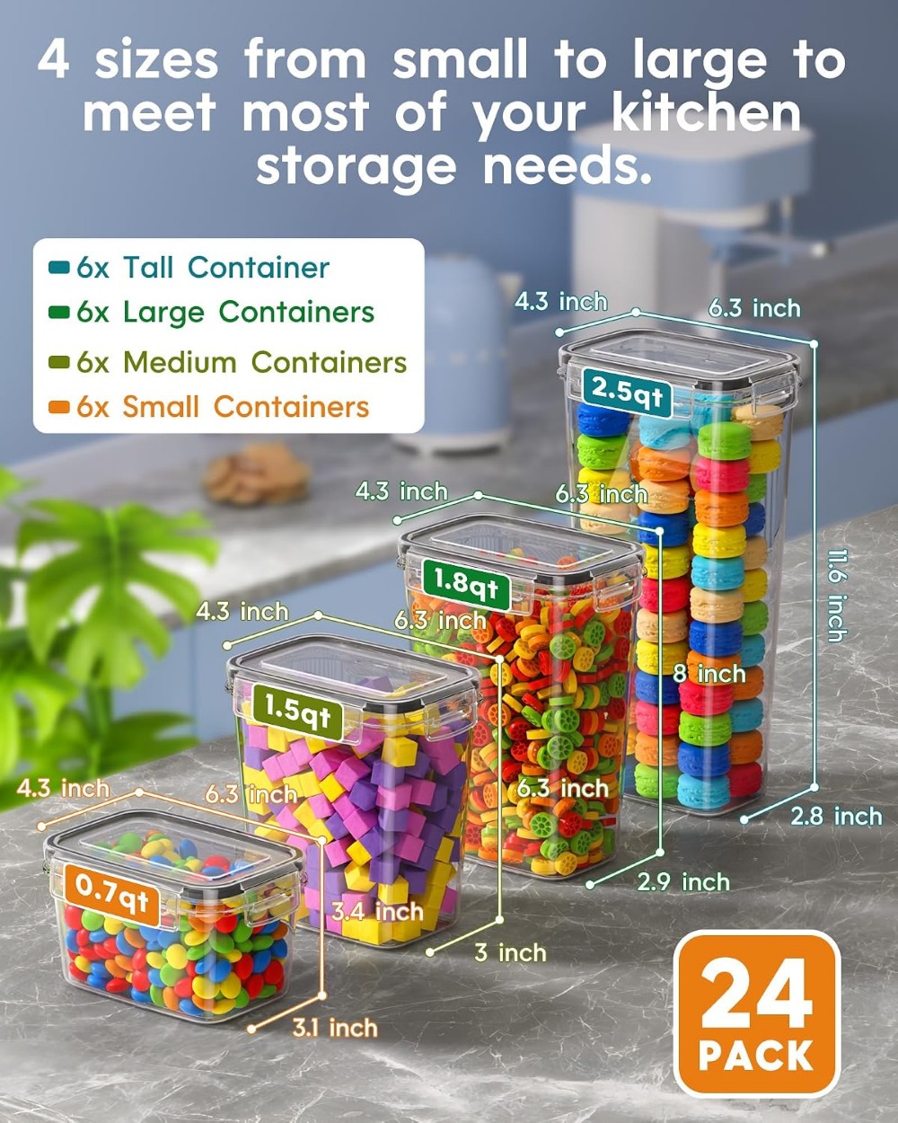24 PCS Recipientes de Armazena - Food Storage And Containers avaliação e preço