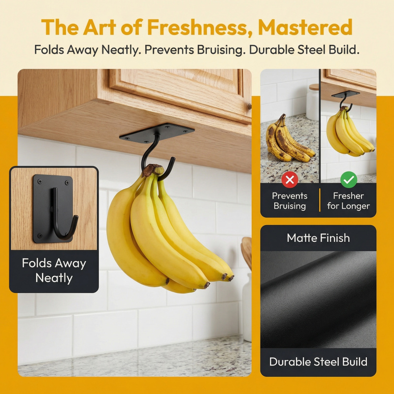 Gancho Adesivo de Metal Preto  - Food Storage Order avaliação e preço